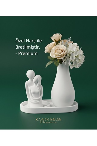 10cm Sevgili Biblo & 13cm Çiçek Vazosu - 17cm Tepsi - Üçlü Set 96019219