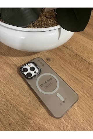 15 Pro Magsafe Destekli Kenar Korumalı Slikon Kılıf Gri