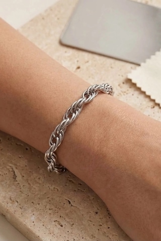 Sarmal / Halat Zincir Silver Çelik Bileklik Kadın Kalın Zincir Bileklik Vega Serisi Sarmal / Halat Zincir Silver Çelik Bileklik Kadın Kalın Zincir Bileklik Vega Serisi