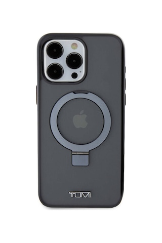 Apple Uyumlu iPhone 15 Pro Max Kılıf Tumı Lisanslı Magsafe Özellikli Pc Tpu Metal Logolu Ring Standlı