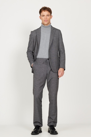 AC&Co / Altınyıldız Classics Erkek Siyah-füme Slim Fit Dar Kesim Mono Yaka Seyahat Çantalı Desenli Takım Elbise Siyah - Füme