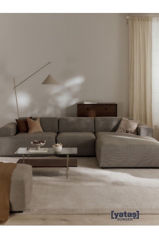 Most Mollista 3 Modül Sağ Köşe Koltuk 10 Kahverengi Keten Kumaş Y