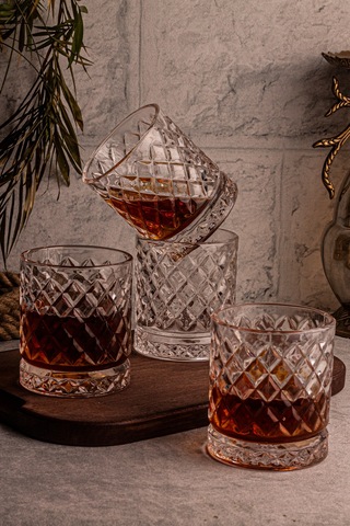 Snippy Madrid - 4'lü Cam Bardak 250 Ml El Yapımı Meşrubat Bardağı