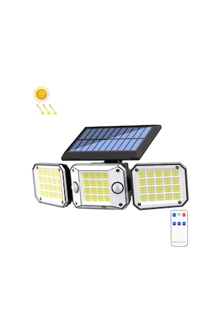 Sones Dış Mekan Üçlü Kafa 224led Çift Sensörlü Güneş Enerjili Duvar Işığı Dönen Gövde Sensörlü Işık Bahçe Ev Aydınlatması, Stil: İntegral