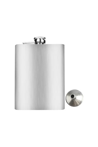 Perlotus 8 Oz- 235 Cc Hunili Cep Tipi Vidalı Kapaklı Çelik Viski İçki Matarası