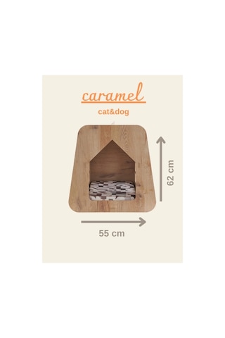 Caramel 30 50 Kedi Köpek Evi Yıkanabilir Kumaş Minderi Ile Beraber
