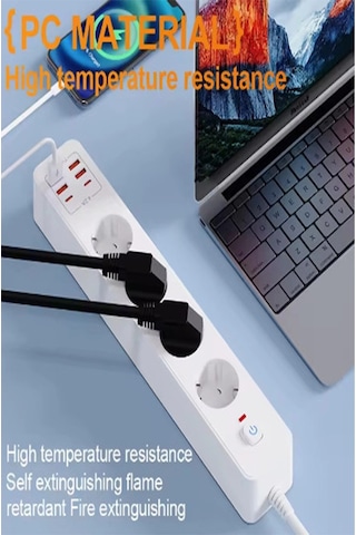 Termal Akım Korumalı 4 Lü Priz 4x Usb 2x Type-c Çıkışlı Grup Priz Çoğaltıcı 3500w Diğer