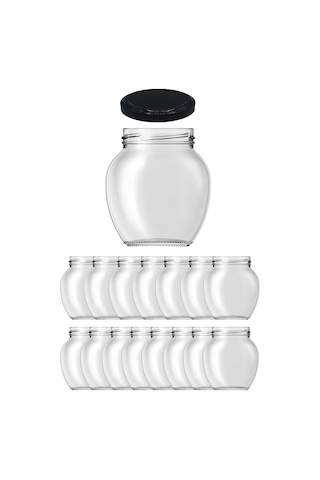 210 Ml Metal Siyah Kapaklı 210 Cc Cam Konserve Yumurta Kavanoz 15 Adet