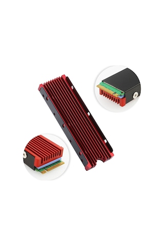 Padalink M.2 Ssd Çift Yönlü Isı Dağıtıcısı, Alüminyum Blok, Cnc İşleme, Diski Korumak Ve Sabitletmek Kırmızı