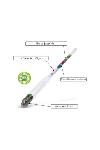 Hidrometre 0.980 - 1.1160 Bira Brix Oranı Ölçüm Thr275