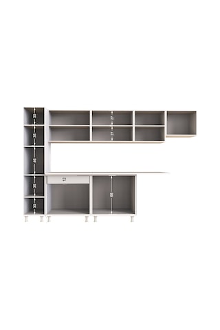 Tiiran Hazır Mutfak Dolabı Kiler Dahil -320cm-beyaz Laminat Tezgah Dahil-bulaşık Makinesi Yeri Mevcut Mürdüm