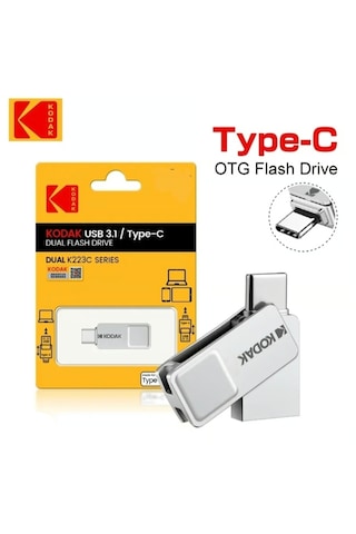 Kodak 32gb. Type-c Ve Usb 3.1 Çift Girişli Minik Hızlı Usb Flash Bellek Otg Çift Girişli  Metal Ve Sağlam 32 GB