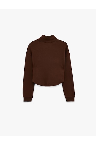 Koton Modal Karışımlı Atlet Detaylı Yarım Fermuarlı Uzun Kollu Sweatshirt Kahverengi 6sal10337ık Kahve