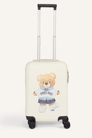 Defacto Unisex Sert Kapaklı Çekçekli Ayıcıklı Küçük Boy Valiz H2440axnswt85 Beyaz-wt85