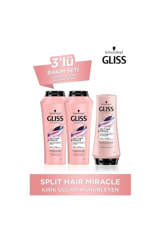 Gliss Split Hair Miracle Şampuan 2 x 500 ML+ Split Hair Miracle Saç Kremi 360 ML