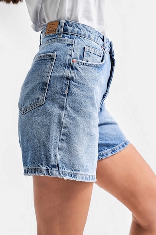 it's basic Kadın Mavi Renk Diana Mom Fit Midi Boy Denim Şort