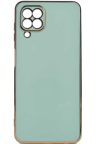 Noktaks - Galaxy M22 Uyumlu Kılıf Kenarları Parlak Altın Renkli Silikon Bark Kapak - Siyah - T21632