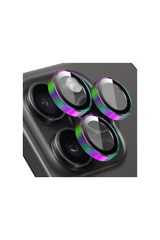 Buff Apple Uyumlu iPhone 15 Pro Max / 15 Pro Kamera Metal Lens Koruyucu Colorfull