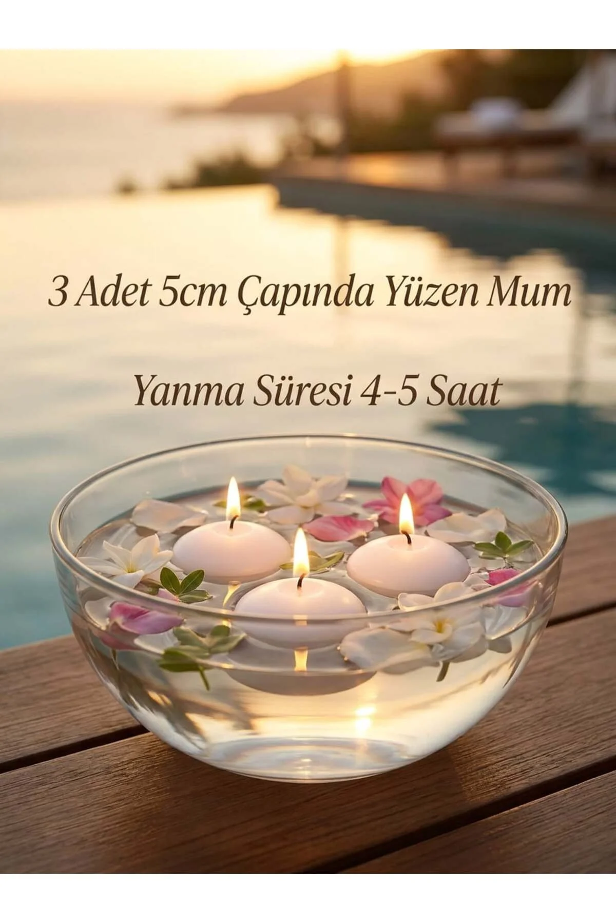 Erkugo 3 Adet Beyaz Suda Yüzen Mum Seti 5 Cm Dekoratif Kokusuz Mum