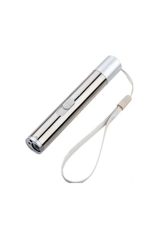 Hombey Alüminyum Tıbbi El Feneri Usb Şarjlı - 3 Fonksiyon: Beyaz Işık, Kızılötesi Lazer, Mor Para Kontrol Işığı Gümüş