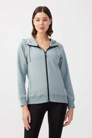 Los Ojos Kadın Mavi Gri Kapüşonlu Fermuarlı Sweatshirt Eşofman Üstü Mavi Gri