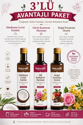 Naturella Hindistan Cevizi , Relax Ve Gül & Kanataron Sirkesi 3'lü Set X 500 Ml