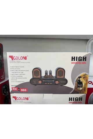 Golon Rx-998 Siyah Nostaljik Şarjlı Radyo Bluetooth Hoparlör Usb Tf Kart Fm/am/sw 3 Bantlı Sencan Sound