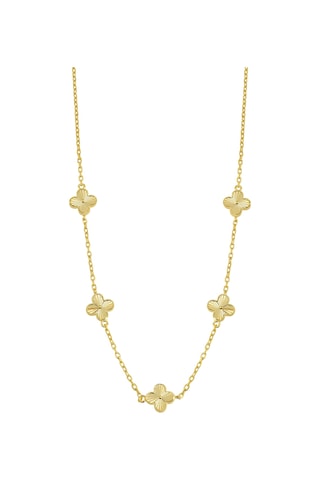 14k Altın Kaplamalı 925 Ayar Gümüş Kalemli Granada Saray Yoncaları Kolye - 23183601 Altın