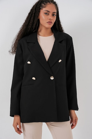 Kadın Kruvaze Yaka Blazer Ceket 0722 - Siyah