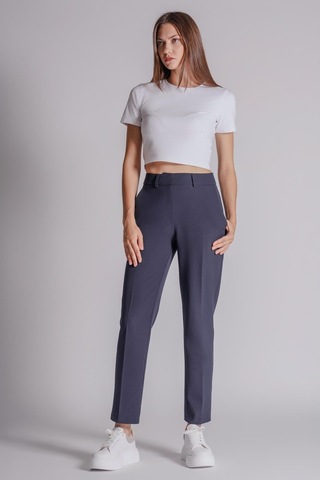Braccas Kadın Yandan Cepli Fermuar Ve Agraf Kapamalı Slim Fit Pantolon Lacivert Lacivert