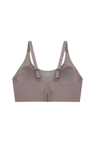 Cottonill Seamless Bra - Avena Kahverengi Lazer Kesim Balensiz Çizgi Dokulu Tül Detaylı Kadın Sütyen