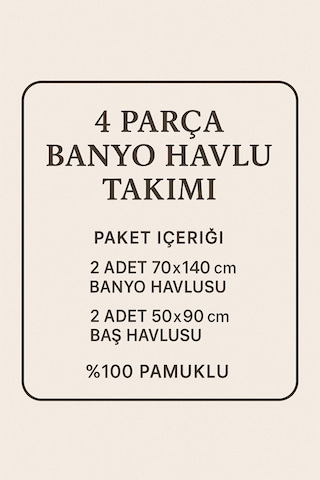 4 Parça Ekonomik Banyo Havlu Takımı %100 Pamuklu Quickdry Mavi Mavi Çok Renkli