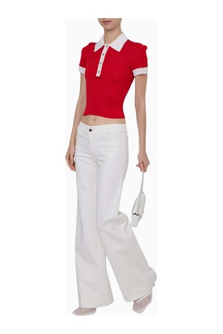 Alice And Olivia Slay Heart Cepli Düz Paça Pantolon Bej