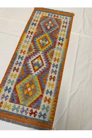 El Dokuma Afgan Yolluk Kilim Çok Renkli