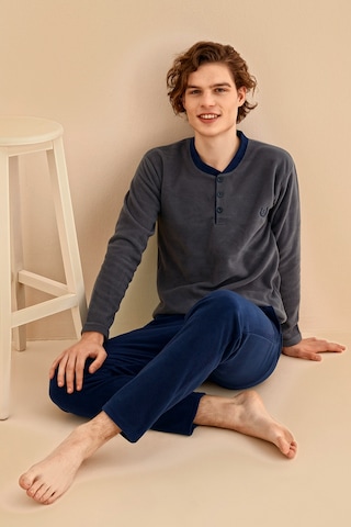 Nisanca Kışlık Erkek Polar Pijama Takımı Füme