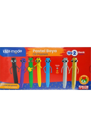 Kids Mode Yağlı Pastel Boya Altıgen 12+2 Renk Dkpb100