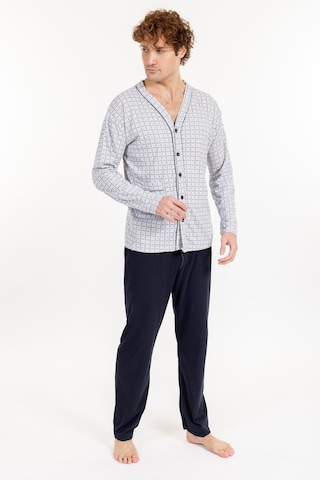 Erkek 940 Uzun Kol Boy Düğmeli Süprem Pijama Takımı Gri Gri