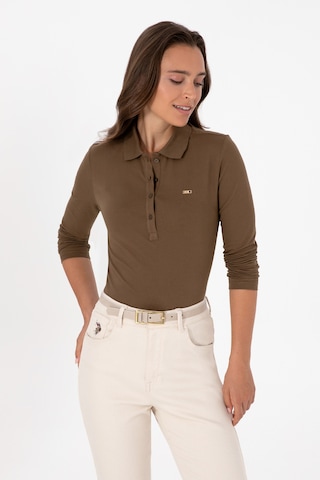 U.S. Polo Assn. Kadın Haki Basic Polo Yaka Sweatshırt 50313593-VR027