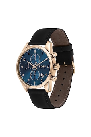 Hugo Boss HB1513783 Deri Siyah Lacivert Kadran 44 mm Erkek Kol Saati