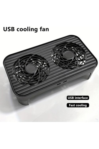 Xuweiwei Usb Çift Fanlı Siyah Router Soğutma Tabanı Sessiz Hızlı Soğutma Wıfı Router Standı Dayanıklı Plastik Tasarım