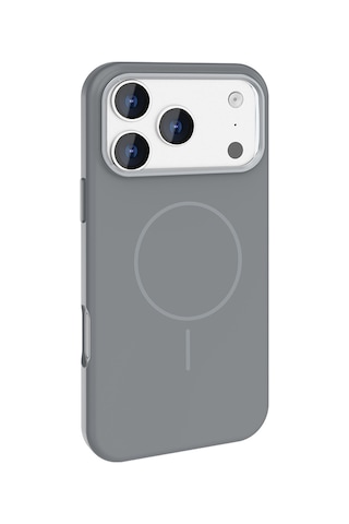 Apple Uyumlu iPhone 17 Pro Max Kılıf M-safe Şarj Özellikli Metal Kamera Çerçeveli Edi Silikon Kılıf Titanyum-gri