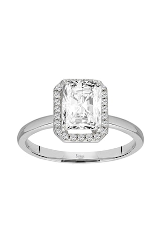 Sirius Pırlanta Ve Emerald Kesim Beyaz Safir Yüzük 0831R0032