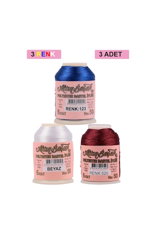 3 Adet Altınbaşak Oya Ve Dantel İpi 20 Gr - Royaleks - No: Beyaz