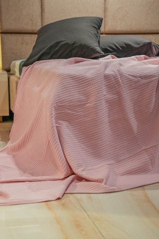 Sofline %100 Pamuk Çift Kişilik Yazlık Örgü Pike, Yatak Örtüsü, Terletmez Kumaş 240x200cm Pudra