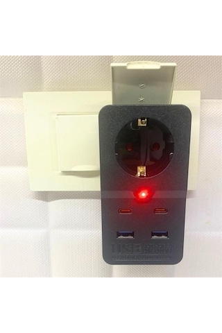 Isıya Dayanıklı Termal Akım Korumalı 1 Priz Girişli 2 Usb Girişli 2 Type-c Girişli Pirz 5570