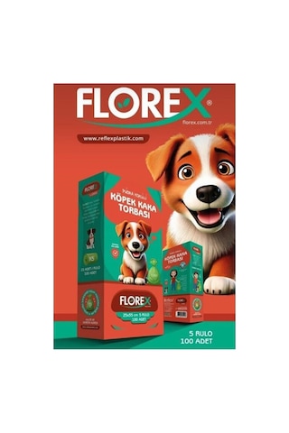Florex L-2000 25x35cm 5 Rulo X 20 Adet 100 Adet Köpek Pet Shop Evcil Hayvan Kaka Torbası - 24'li Paket