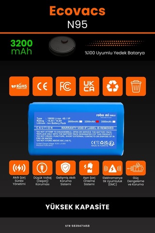 Ecovacs Deboot N95 3200mah Robot Süpürge Bataryası