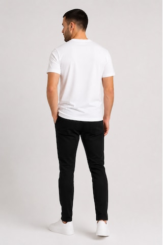 Justas Erkek Beyaz Bisiklet Yaka Kısa Kollu Basic T-shirt