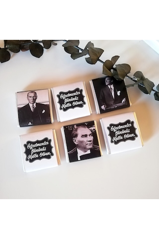 Atatürk Resimli Öğretmenler Günü Hediye Madlen Çikolata 18'li