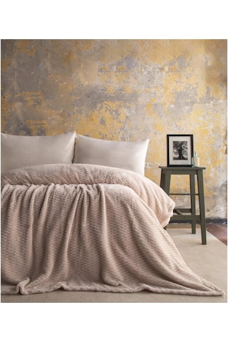 Ap Jakarlı Çift Kişilik Ekru Trusty Battaniye 200 220 Ekru